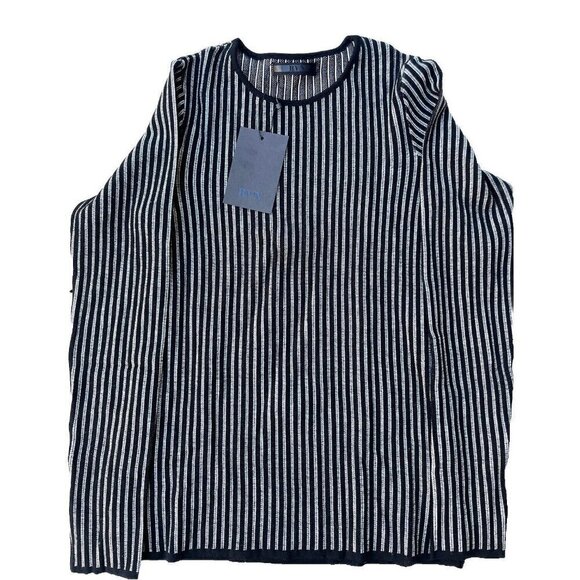 RVN Womens Black Striped Ribbed Long Sleeve Stretch Knit Striped Top  Dash - Picture 7 of 13